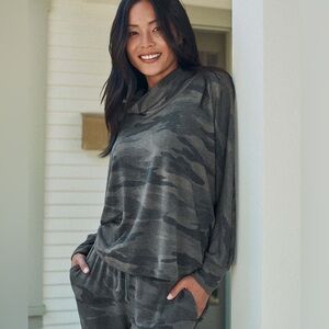 Splendid Supersoft Camo Cowl Pullover